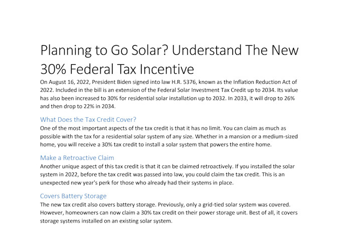 write solar power and green energy articles